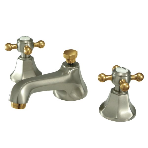 Kingston Brass Widespread Bathroom Faucet with Brass PopUp, Brushed NickelPolished Brass KS4469BX